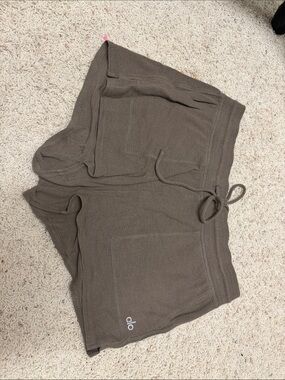 Alo Olive Green Terry Lounge Shorts